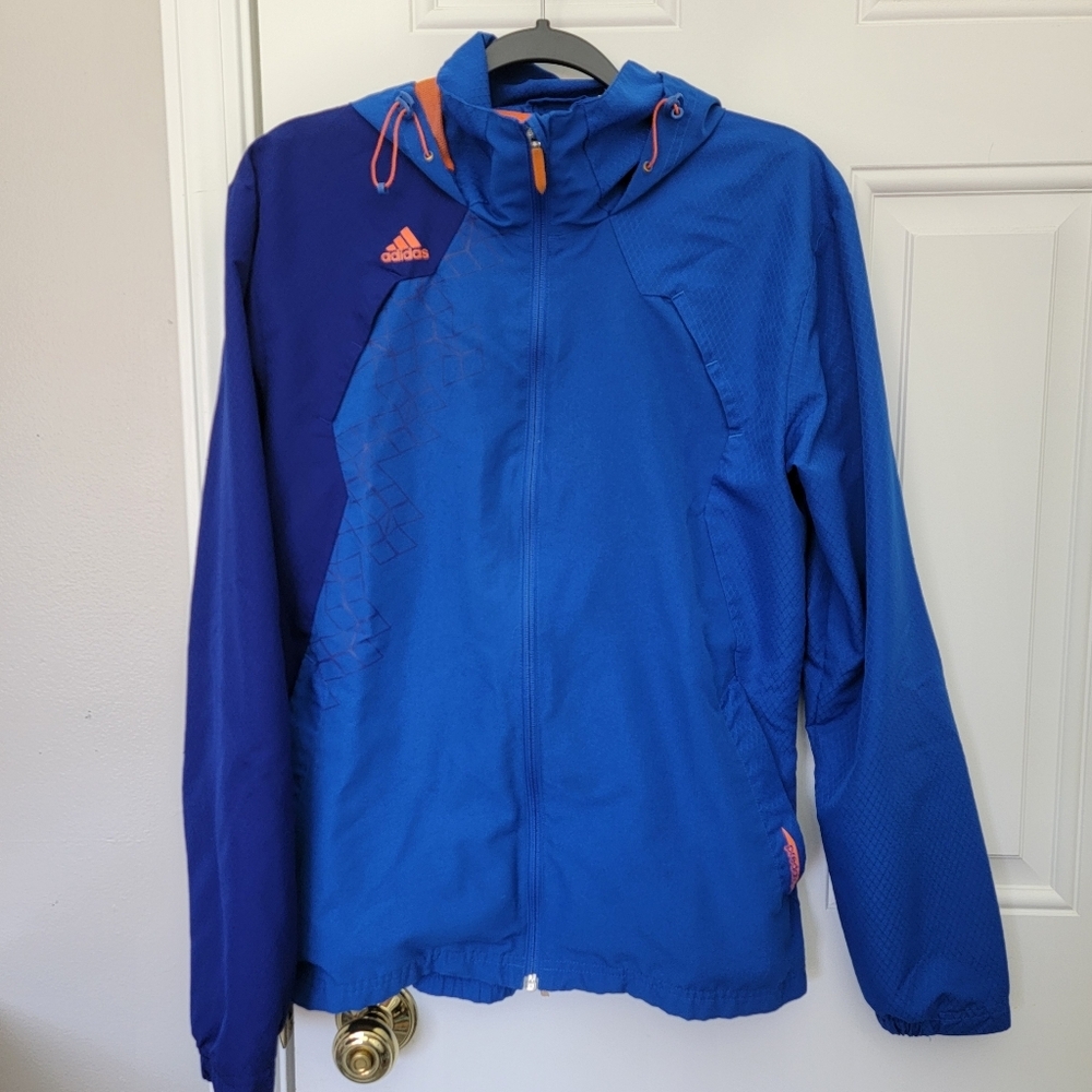 ADIDAS Predator Climacool Jacket Windbreaker Hooded Blue Orange Mens Small